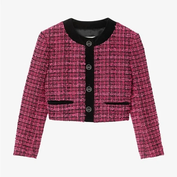 NWT Amarante Sandro Tweed & Jacket With Velvet Trim - Picture 1 of 3